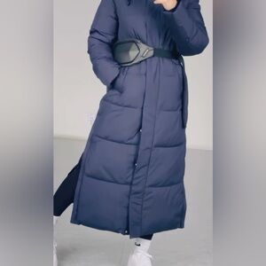 Womance 1X fits bigger Long Puffer Coat in Dark Blue